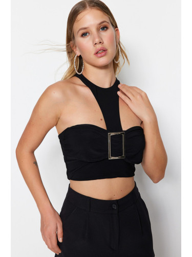 Trendyol Black Crop Accessory Knitted Bustier