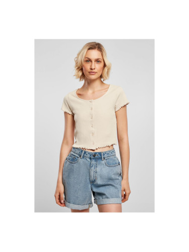 Women's Soft Seagrass T-Shirt Cropped Button Up Rib
