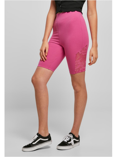 Women's high-waisted cycling shorts with lace insert light purple