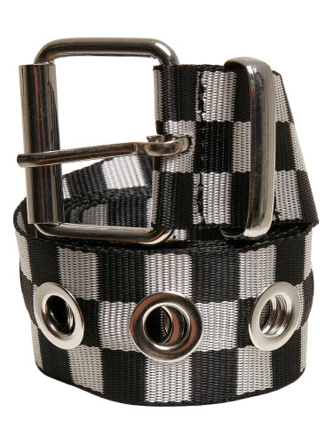 Plaid belt with eyelets black/white