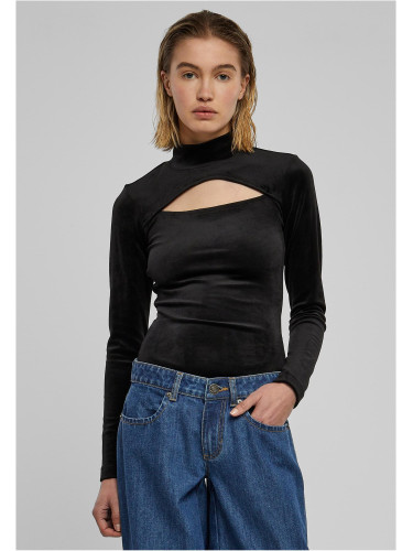 Women's velvet turtleneck in black