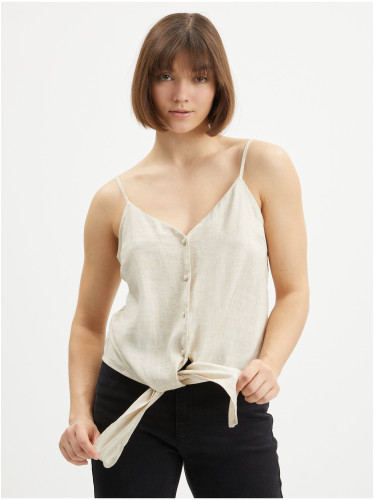 Cream Top with Buttons Pieces Toni - Women's