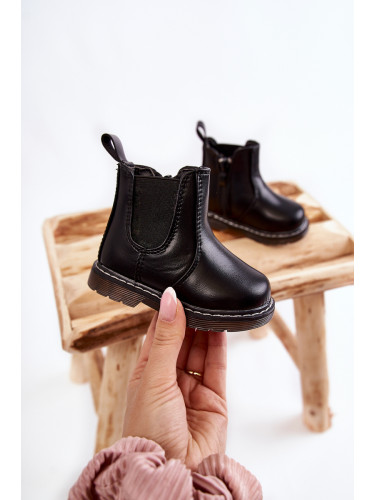 Boto Детски кожени топли боти Black Porky