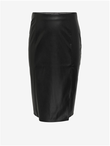 Women's black faux leather pencil skirt ONLY CARMAKOMA Mia - Women