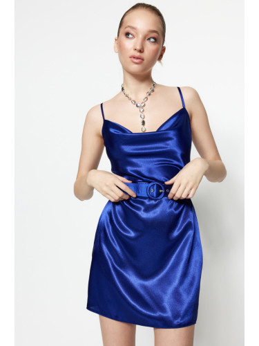 Trendyol саксофон с колан, тъкани сатен елегантна вечерна рокля