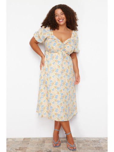 Trendyol крива многоцветен цветен печат тъкани рокля