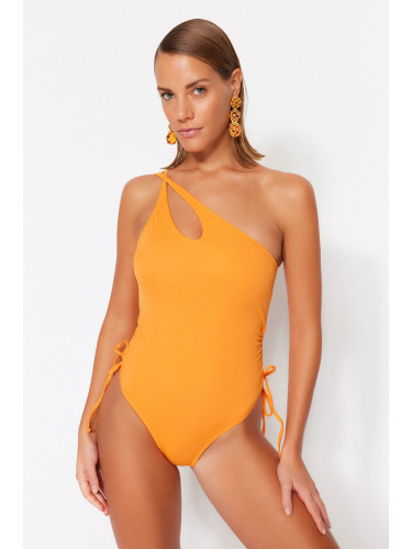 Trendyol оранжево едно рамо Decollete редовен крак бански