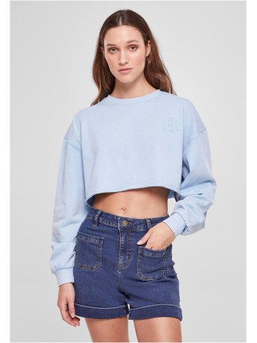 Women's embroidery of cropped flowers Terry Crewneck balticblue