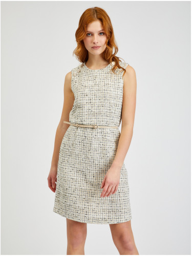 Orsay Cream Women's Patterned Dress with Belt - Women's