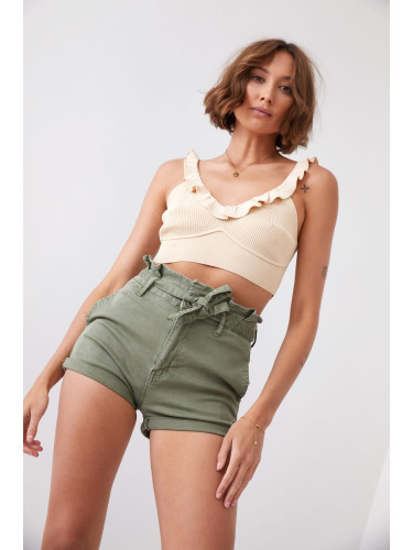 Khaki denim shorts