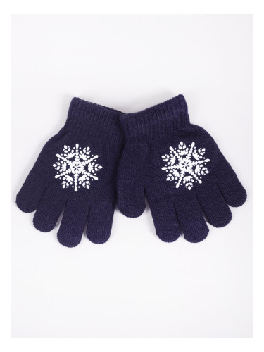 Yoclub Kids's Girls' Five-Finger Gloves RED-0012G-AA5A-007 Navy Blue