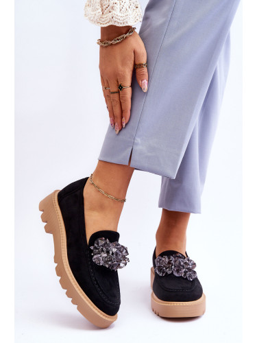 Дамски мокасини с кристали