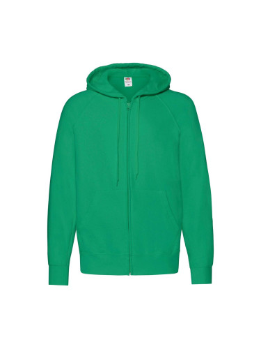 Green Men's Hoodie Lightweight Zip Thru Hooded Sweat Fruit of the Loom