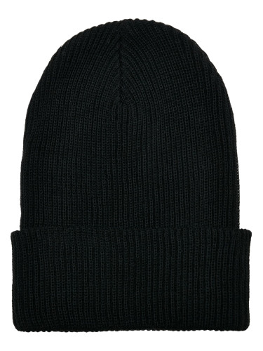 Ribbed knit cap made of recycled yarn black