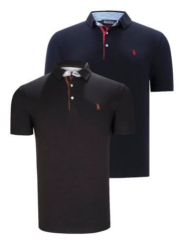 DUAL SET T8582 DEWBERRY MENS T-SHIRT-BLACK-NAVY BLUE