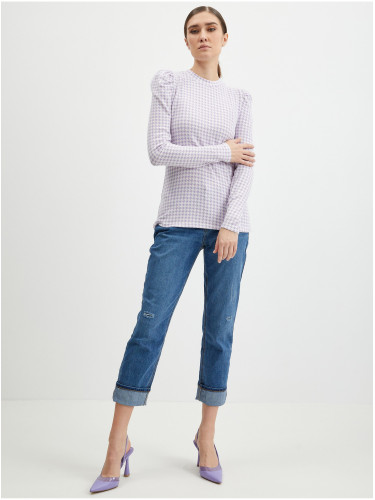 Orsay Light Purple Women's Light Plaid Sweater - Women's