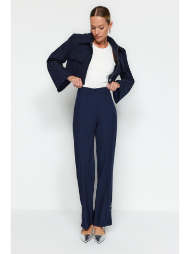 Trendyol флот прав/прав годни тъкани маншет контур детайл оребрени панталони