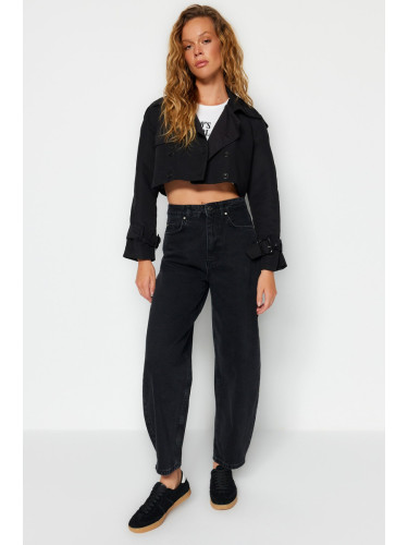 Trendyol Черно висока талия барел дънки