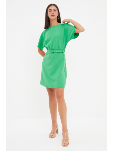 Trendyol зелен колан тъкани мини тъкани рокля