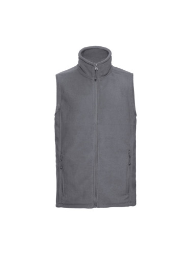 Men's grey fleece vest pill-free fleece Russell