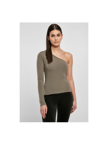 Women's asymmetrical olive with long sleeves