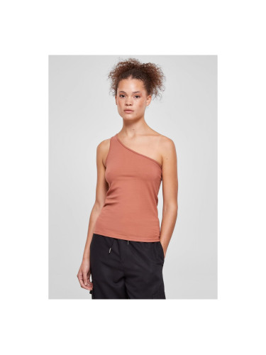 Women's asymmetrical terracotta top