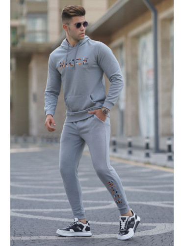 Madmext Painted Gray Printed Men's Tracksuit Set 5298