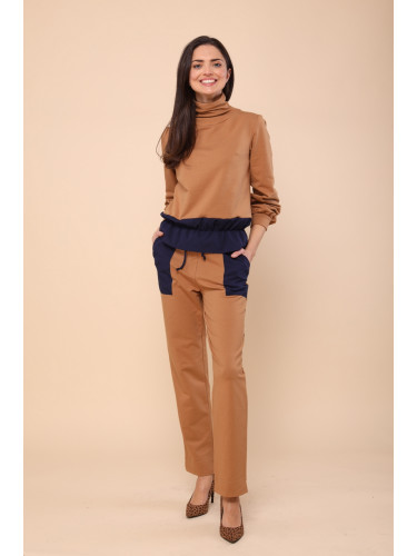 Kabelle Woman's Tracksuit Set KB308 Camel/Navy Blue