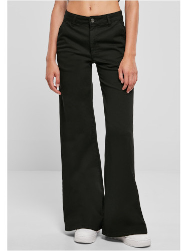 Women's high-waisted Chino trousers with wide legs in black