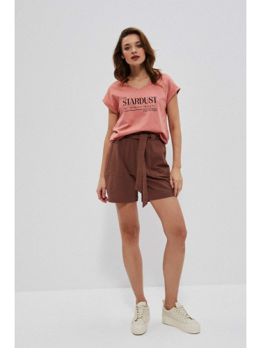 Marisse Plain Cotton Shorts L-Sh-3727 Cold Brown