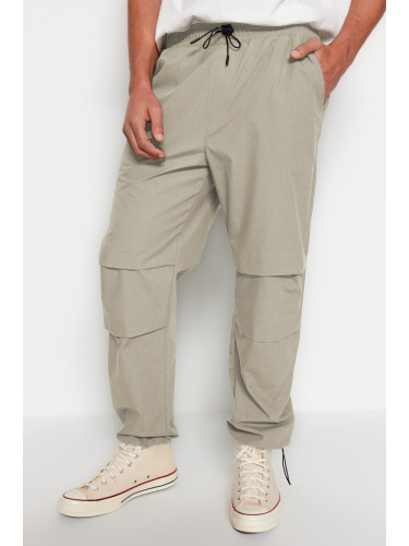 Trendyol Light Khaki Elastic Waist Tied Jogger Fit Baggy Parachute Pants