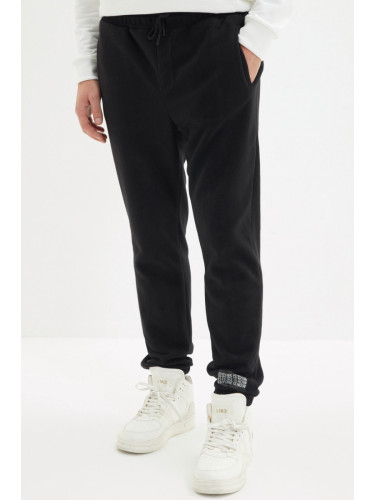 Trendyol Black Regular/Normal Cut Rubber Leg Fleece/Warm Sweatpants