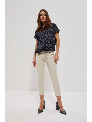 7/8 гладък панталон - бежов