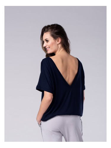 Look Made With Love Woman's Blouse 737 Vneck Navy Blue