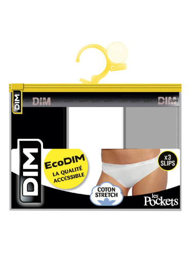 DIM ECO LES POCKETS BOXER 3x - 3 pcs women's panties - black - gray - white