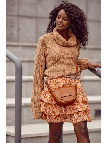 Turtleneck sweater with flared cappuccino sleeves