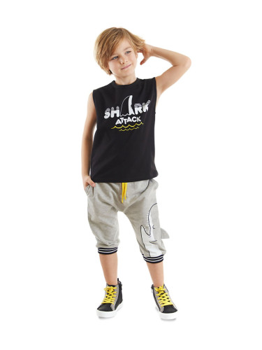 Denokids Shark Attack Boys T-shirt Capri Shorts Set