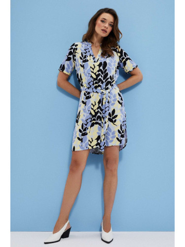 Marisse Viscose Dress With Tie L-Su-3720 L.Blue