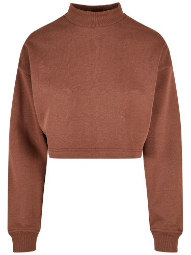 Ladies Cropped Oversized Sweat High Neck Crew bark