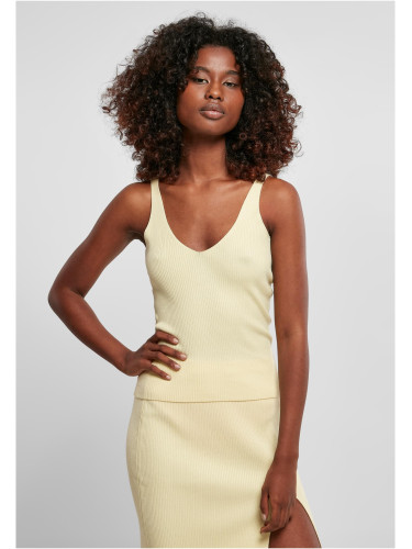 Women's top with ribbed knit soft yellow