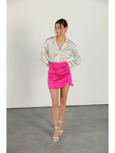 VATKALI Draped Satin Mini Skirt Pink