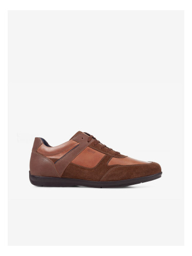 Brown men's sneakers with suede details Geox