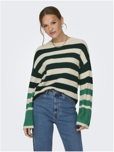 Green and cream women's striped sweater JDY Drea - Women