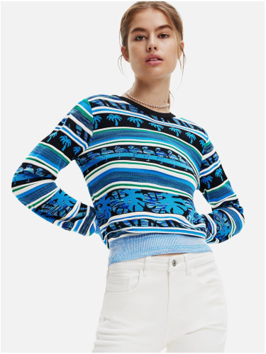 Blue women's striped sweater Desigual Rainforest