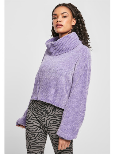 Women's short chenille sweater - lavender