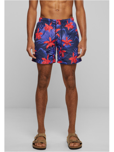 Swim shorts with blue/red pattern