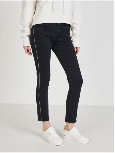 Women's Black Cropped Straight Fit Jeans Replay - Women