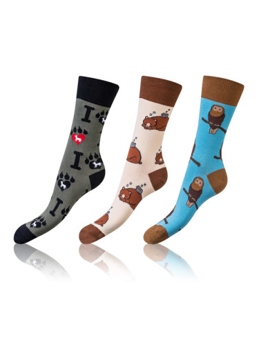 Bellinda 
CRAZY SOCKS 3x - Fun crazy socks 3 pairs - dark brown - red - blue
