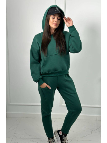 Insulated set sweatshirt + pants dark green