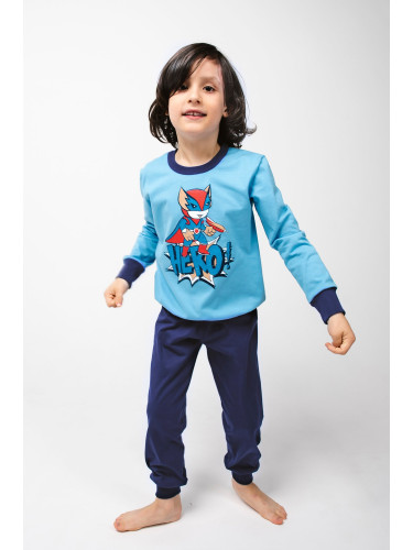 Boys' pyjamas Remek, long sleeves, long pants - blue/navy blue